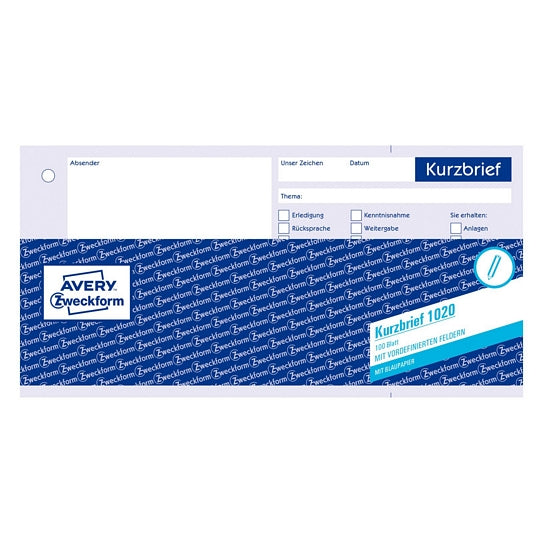 AVERY ZWECKFORM Formularbuch 1020 Kurzbrief