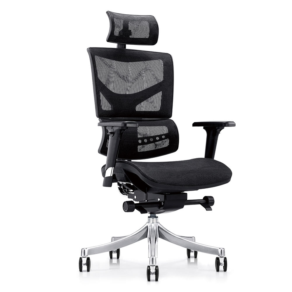 LASER PLUS Ergonomischer Bürostuhl / Schreibtischstuhl KRONOS Schwarz - Sitzhöhe 54 - 65 cm
