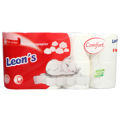Palette LEON`S Comfort Toilettenpapier 3-lagig (2112 Rollen / 250 Blatt pro Rolle) - Pro Rolle 0,38 €  / Pro 50 Blatt 0,075 €
